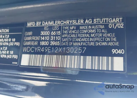 2002 Mercedes-Benz G 500 z USA, uszkodzony, nr VIN WDCYR49E12X130257